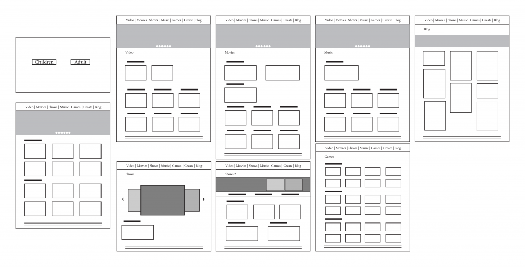 kid wireframes